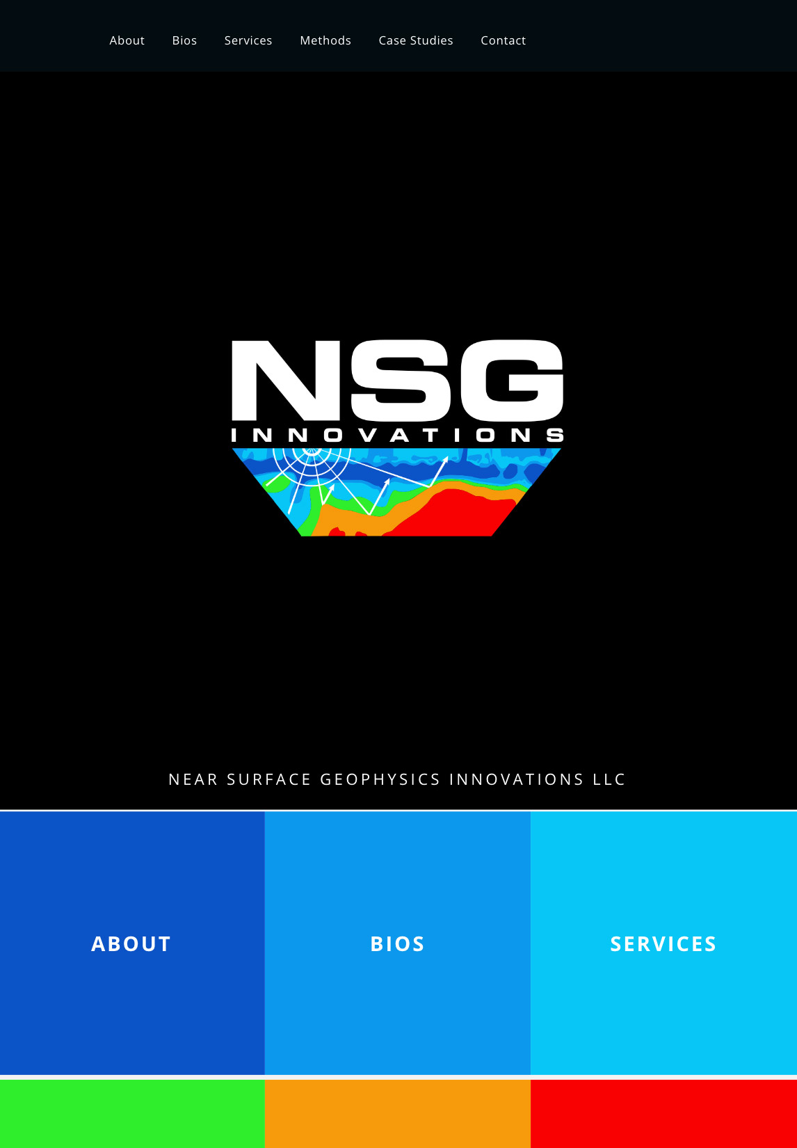screenshot of NSG Innovations website at tablet size